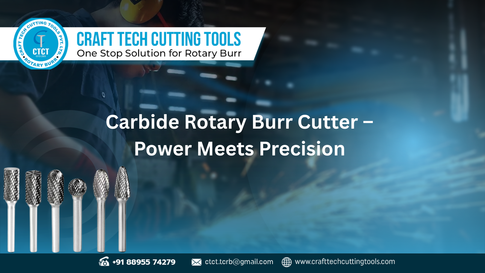 Carbide rotary burr cutter for precision metal shaping and deburring