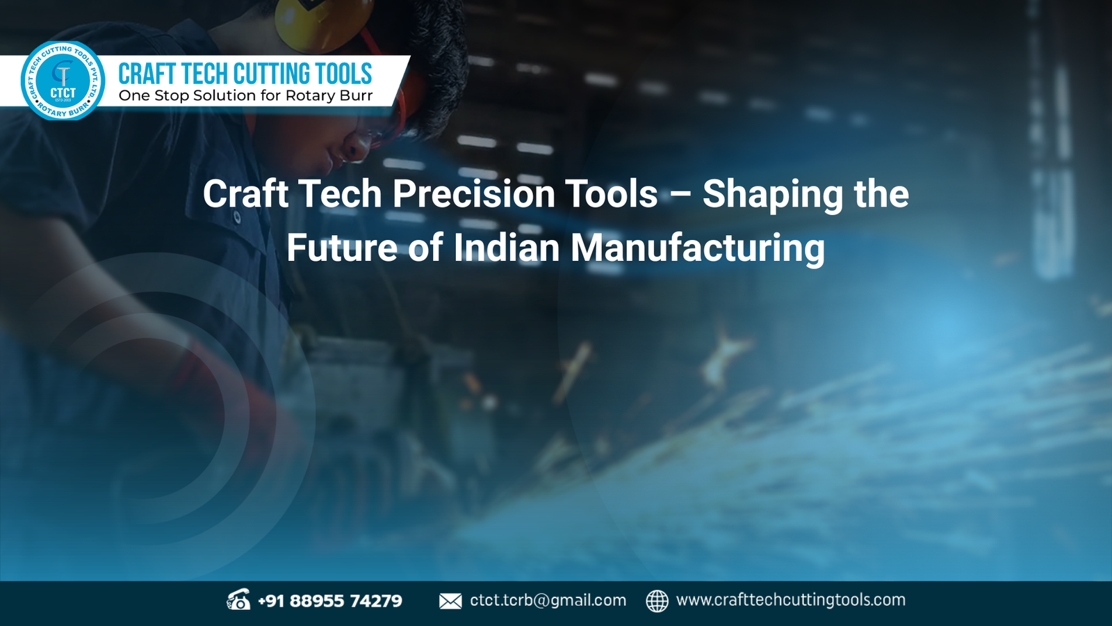Craft Tech Cutting Tools showcasing a range of precision burr cutters and rotary tools for shaping and finishing metal in industrial use