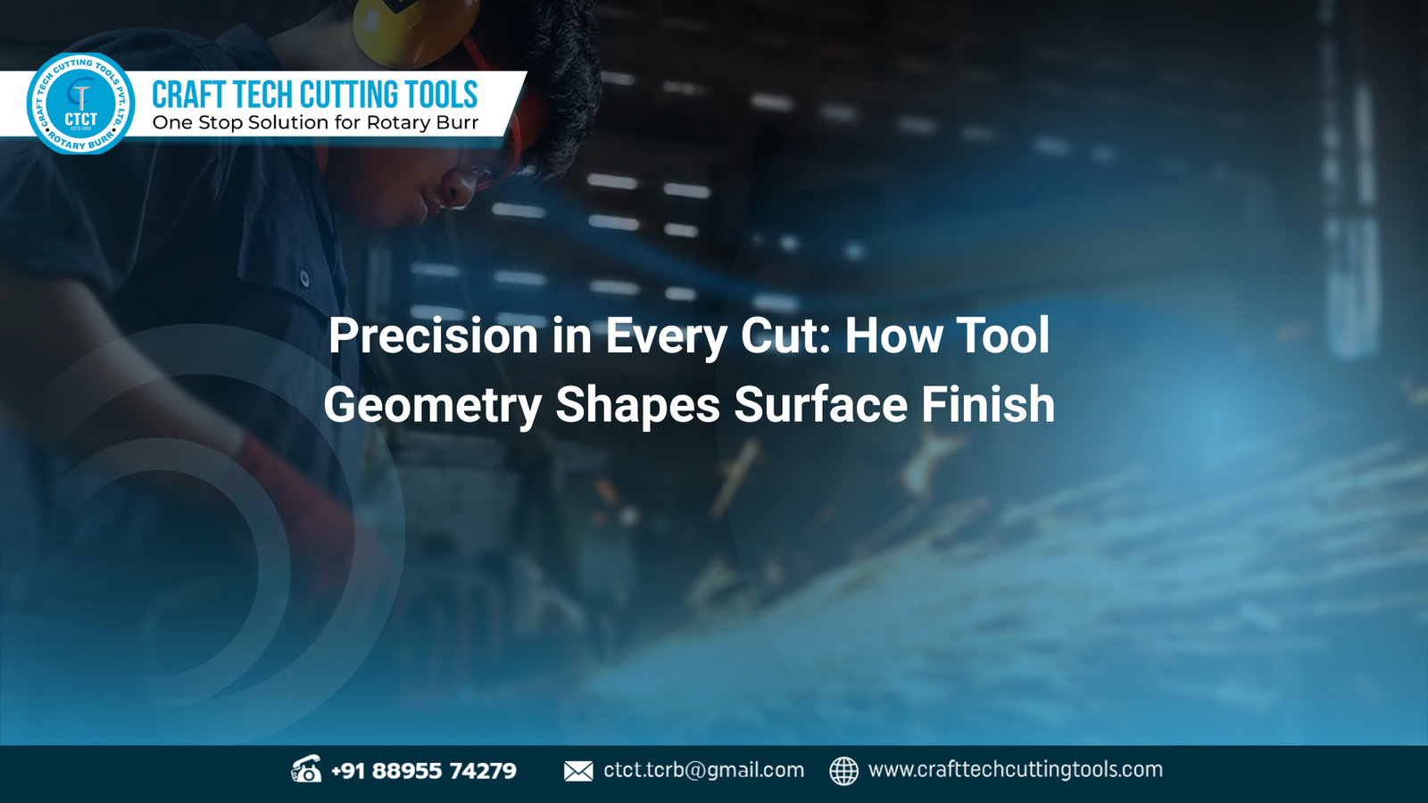 High-precision rotary burr tool from Craft Tech Cutting Tools showing optimized geometry for superior surface finish in metal machining