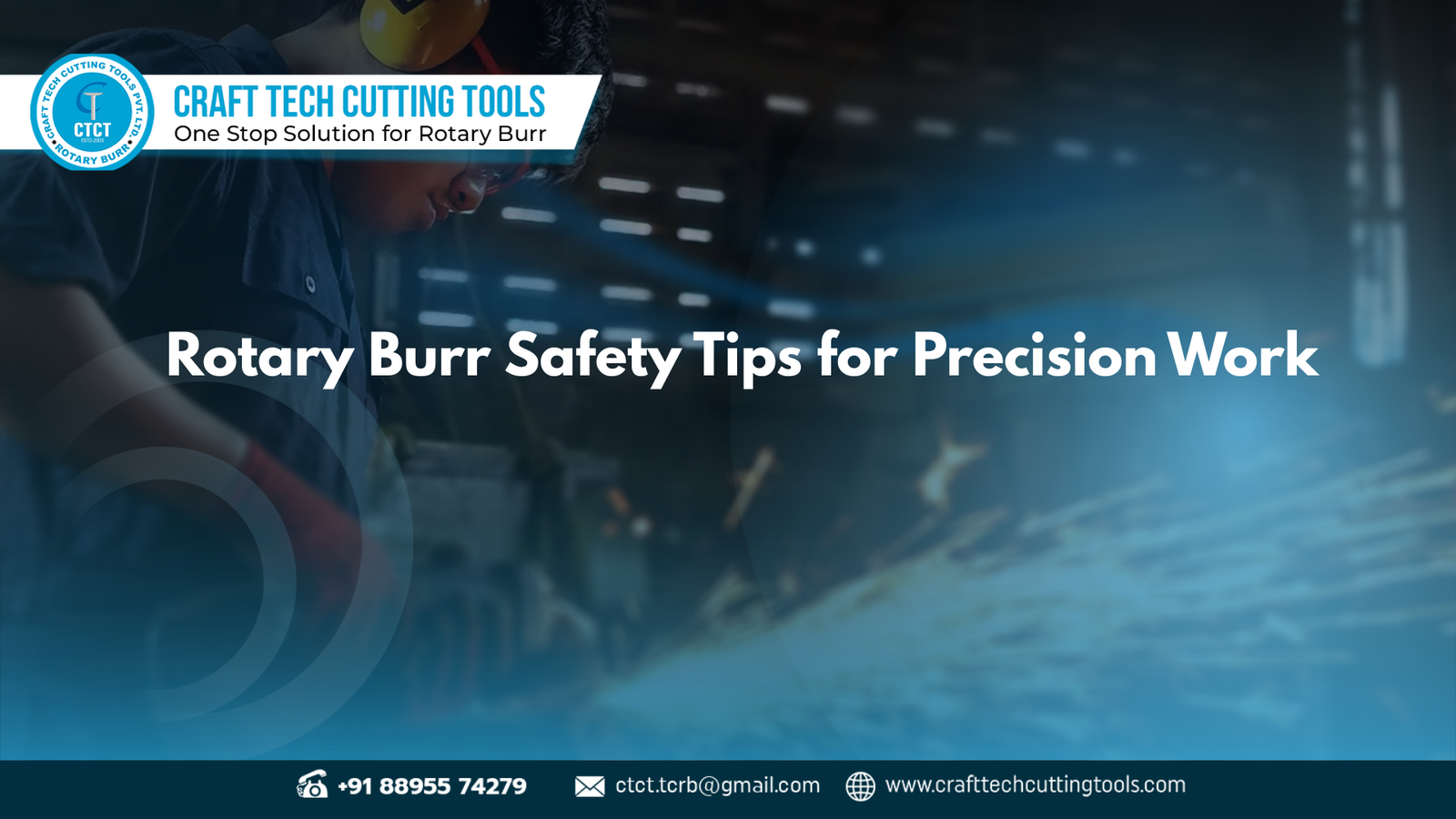 Industrial worker wearing safety gear while demonstrating rotary burr safety tips for metal finishing
